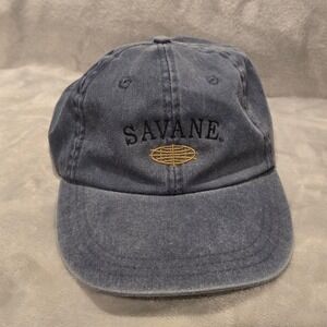 Savane Men Faded Navy Blue Embroidered Logo Dad Hat Adjustable Leather Strapback